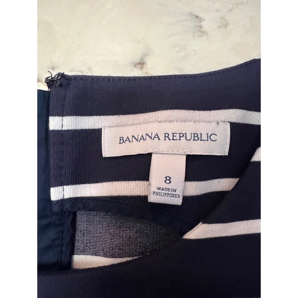 Banana Republic Womens Navy White Striped Sleeveless Sheath Dress Size‎ 8